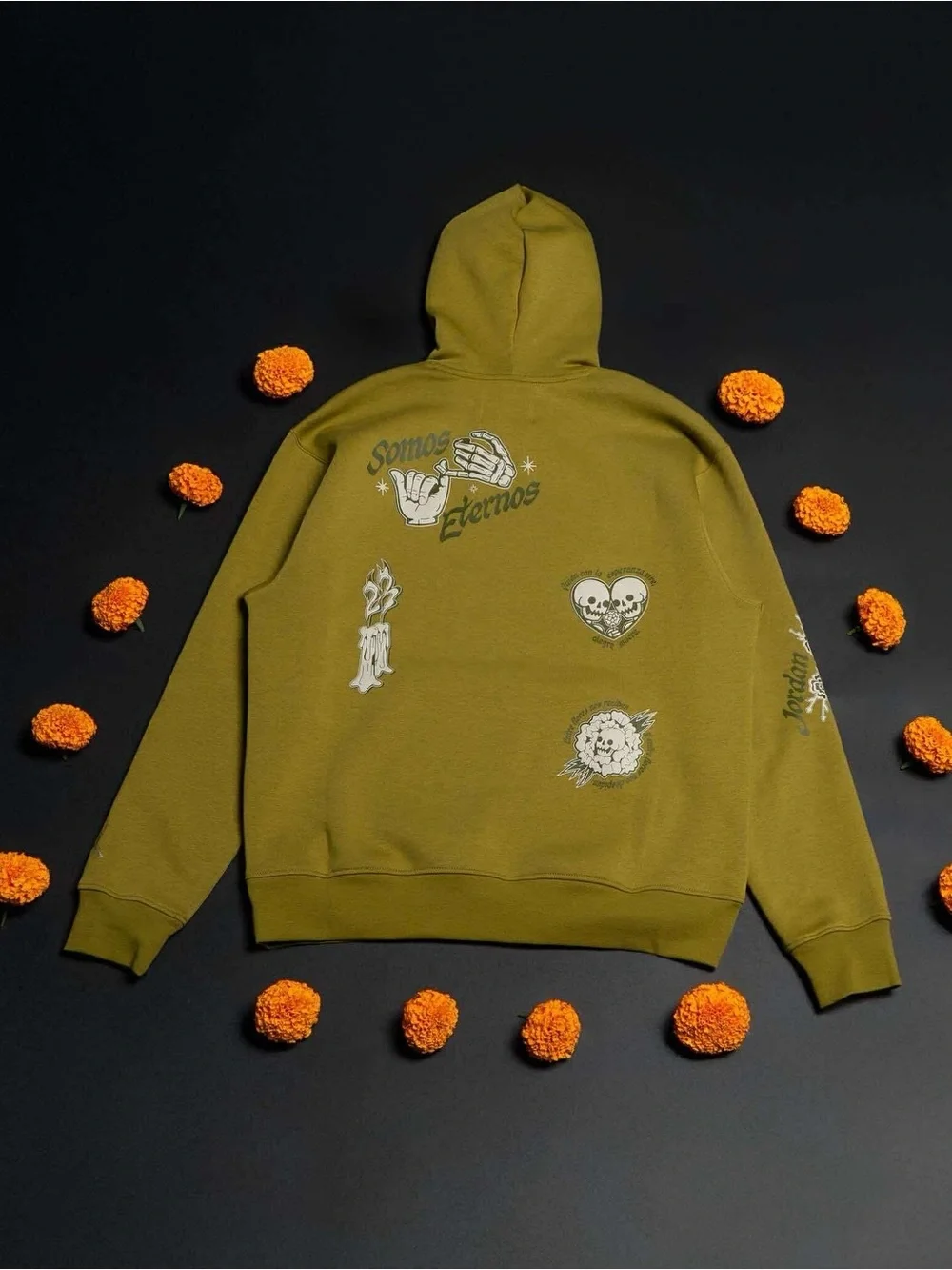 Nike Air Jordan Brooklyn Dia de Los Muertos Fleece Pullover Sweatshirt Hoodie XL